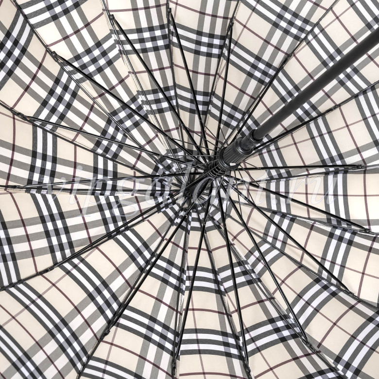 Зонт-трость Almas 437, 16 спицы, ручка прямая кожа