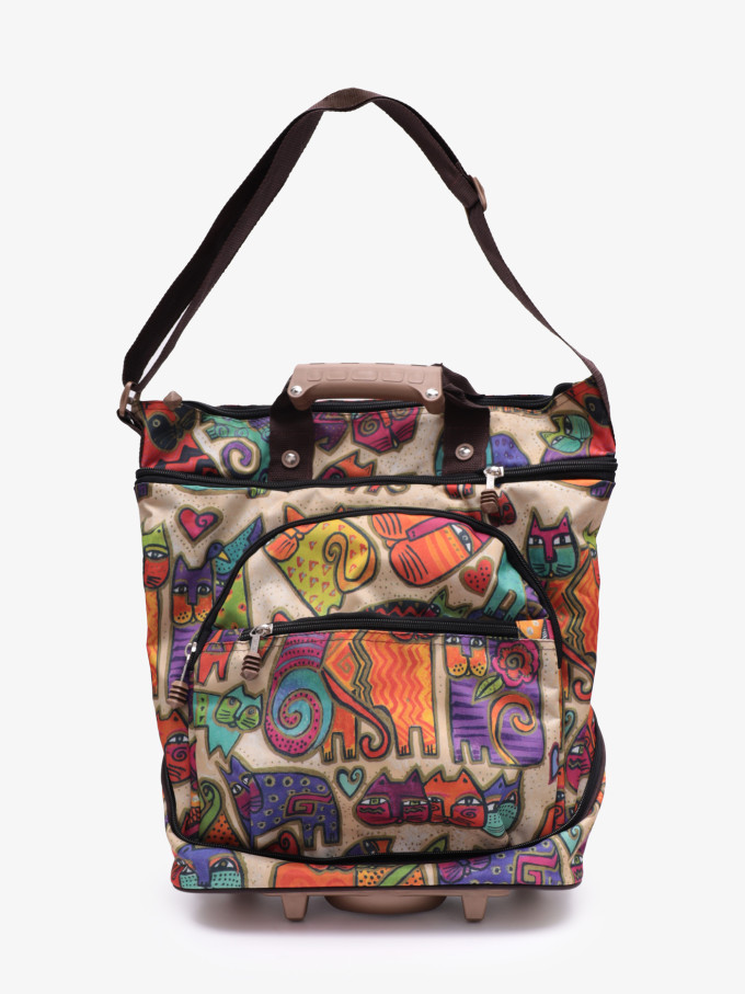 Сумка-трансформер дорожная хозяйственная на 2 колёсах TsV 526,22  кошки/капучино Сумка-трансформер дорожная хозяйственная на 2 колёсах TsV 526,22  кошки/капучино