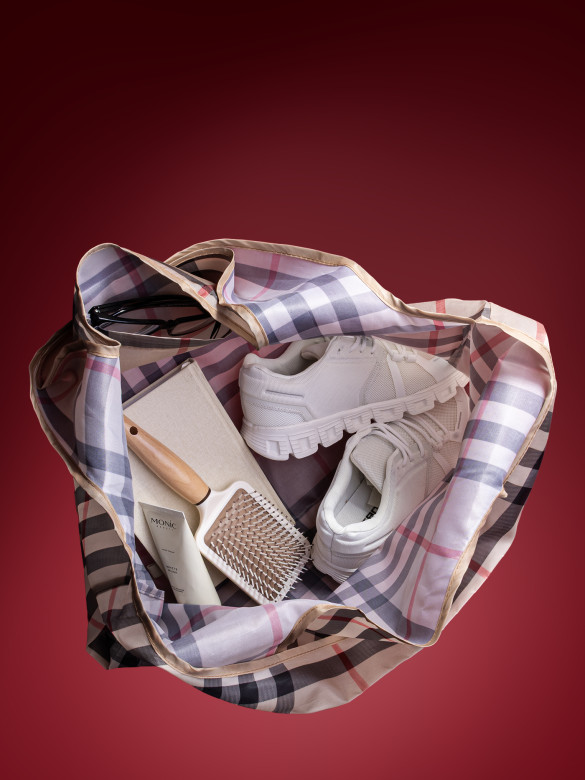 Сумка-трансформер Ж01-0224 клетка бежевая