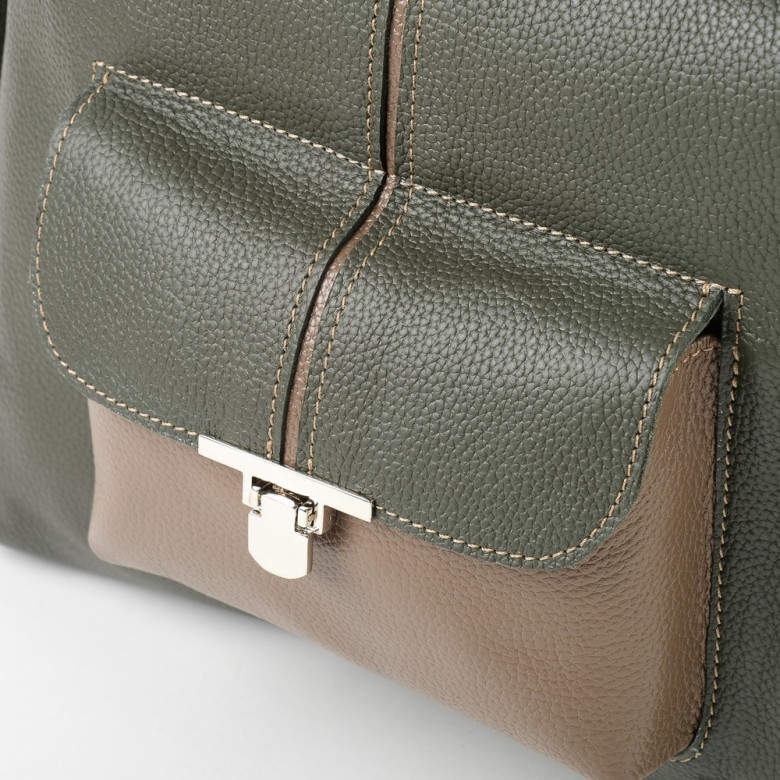 Сумка-рюкзак Sumkov 284 зелёная/бежевая