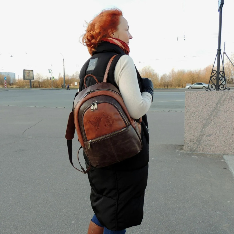 Рюкзак женский Natalia Kalinovskaya Р-43.602-1 «Леона» коричневый/рыжий гладкий Рюкзак женский Natalia Kalinovskaya Р-43.602-1 «Леона» коричневый/рыжий гладкий