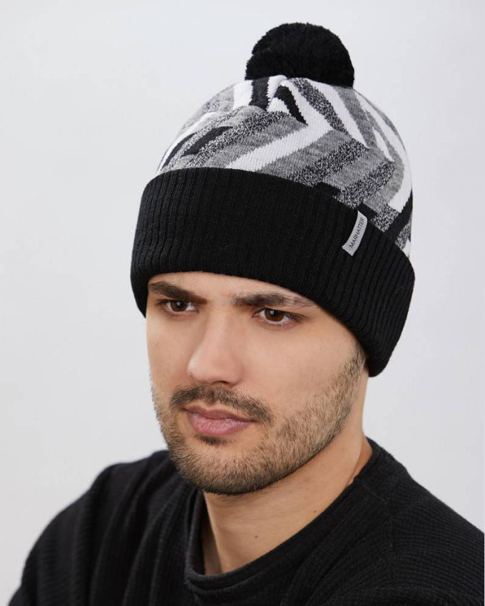 Шапка мужская 9284 MARHATTER, чёрная/белая Шапка мужская 9284 MARHATTER, чёрная/белая