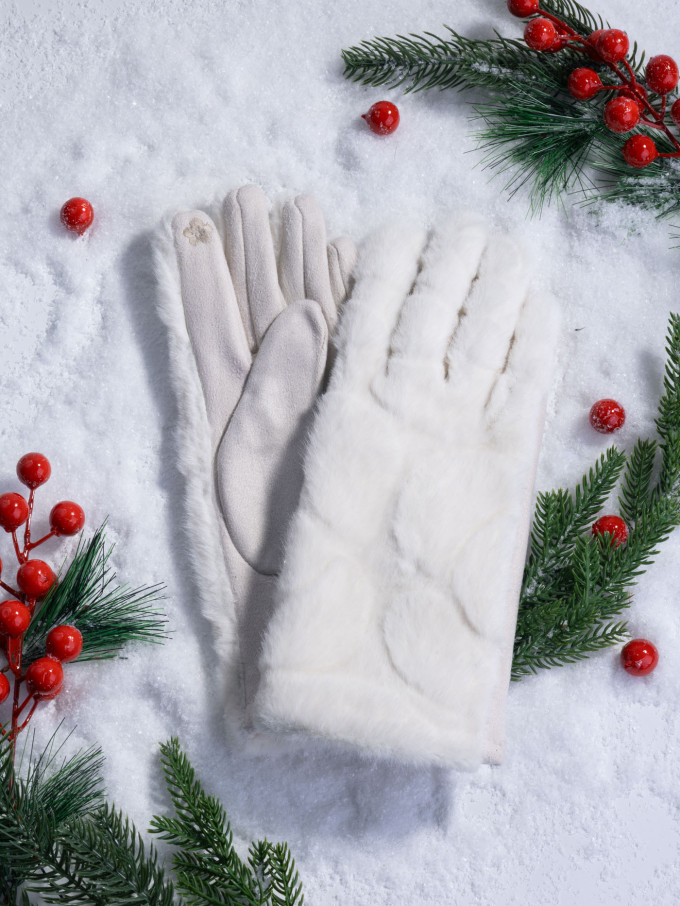 Перчатки женские Юйлин 7728 кремовые Перчатки женские Юйлин 7728 кремовые