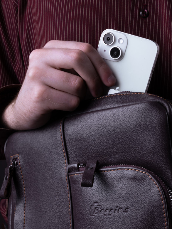 Сумка мужская Baggins 1069 коричневая наппа