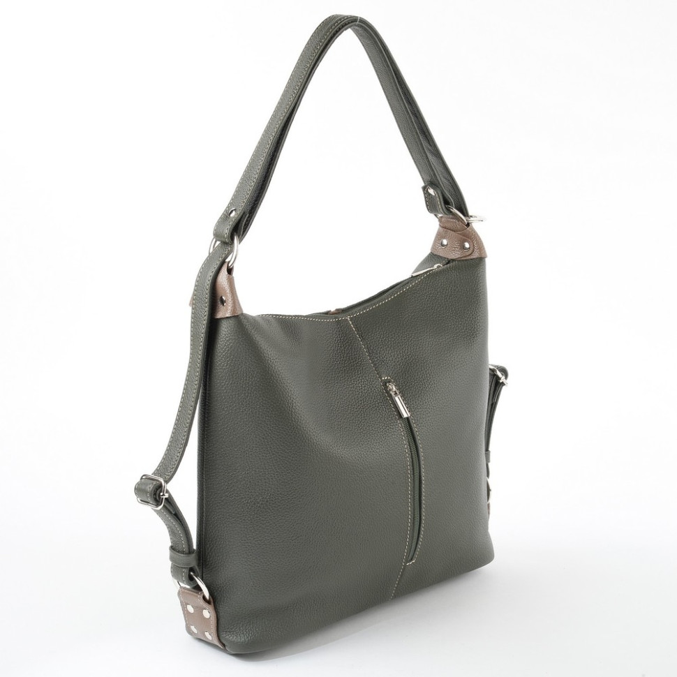 Сумка-рюкзак Sumkov 286/1 зелёная/бежевая