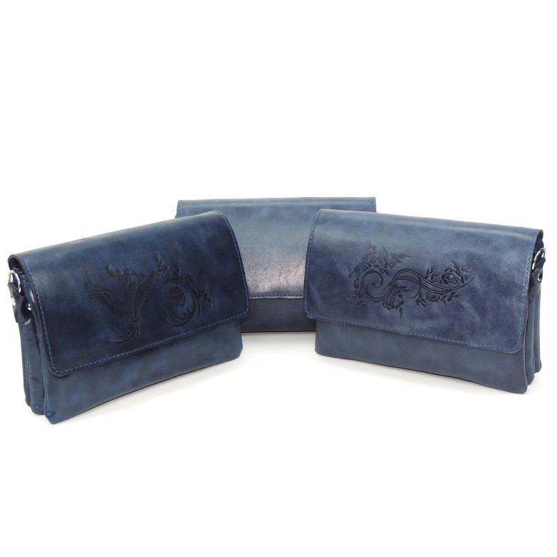 Синяя женская кожаная сумка Natalia Kalinovskaya «Роксан» Растение