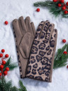 Перчатки женские Victory Леопард бежевые