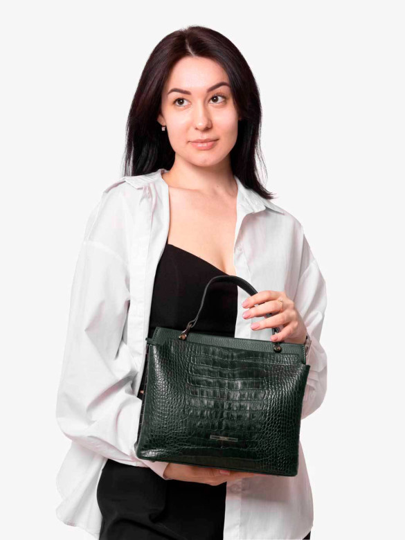 Сумка женская Karya 2427 зеленый крокодил Сумка женская Karya 2427 зеленый крокодил