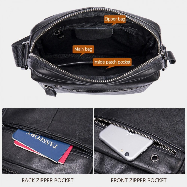 Мужская сумка через плечо 8717 чёрная