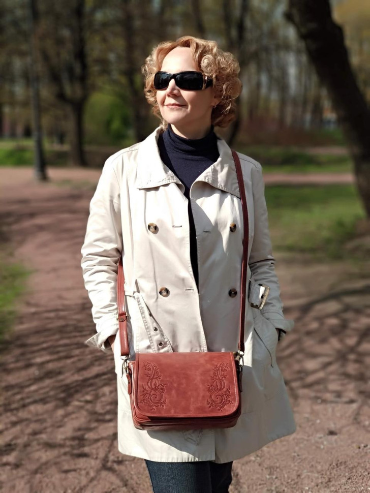 Женская сумка Natalia Kalinovskaya, «Спринг» с тиснением рыжая Женская сумка Natalia Kalinovskaya, «Спринг» с тиснением рыжая