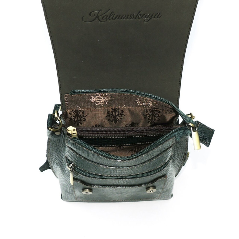 Женская кожаная сумка Natalia Kalinovskaya С86р-932 зелёная рептилия