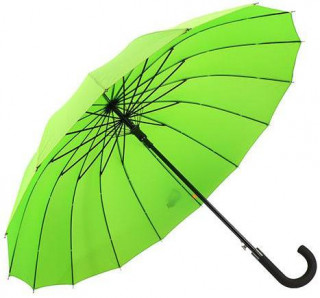 Зонт-трость женский Frei Regen 1031-4 FLS, ручка крюк, 16 спиц, зелёный