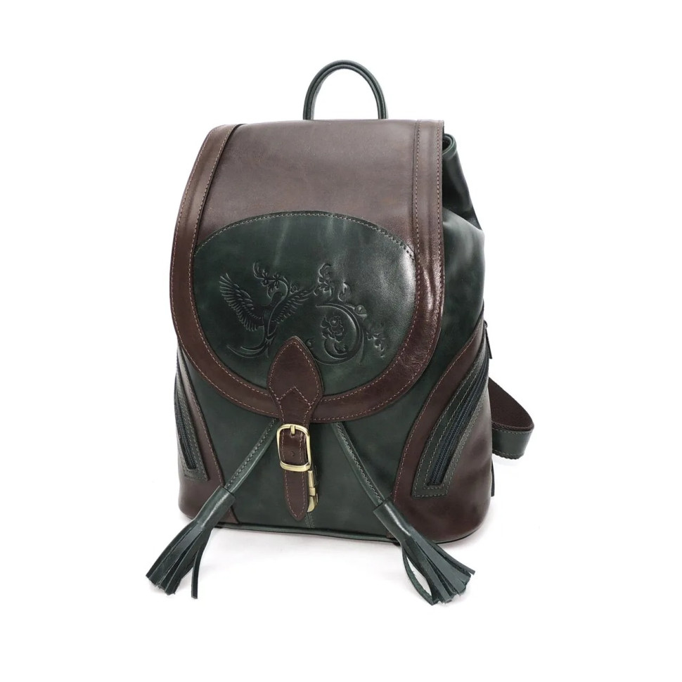 Рюкзак женский Natalia Kalinovskaya, "Стасия" зеленый/коричневый 