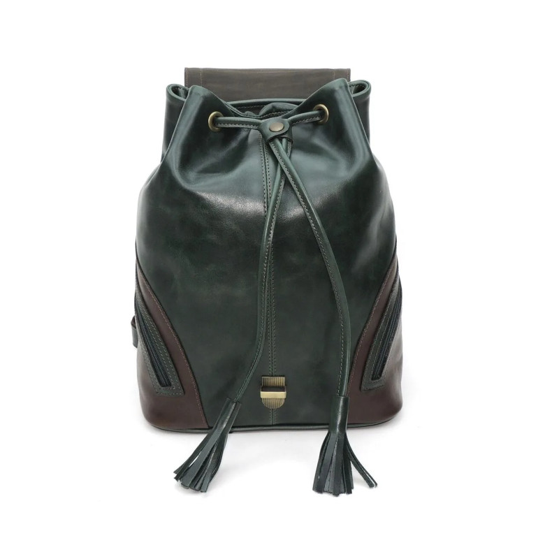 Рюкзак женский Natalia Kalinovskaya, "Стасия" зеленый/коричневый 