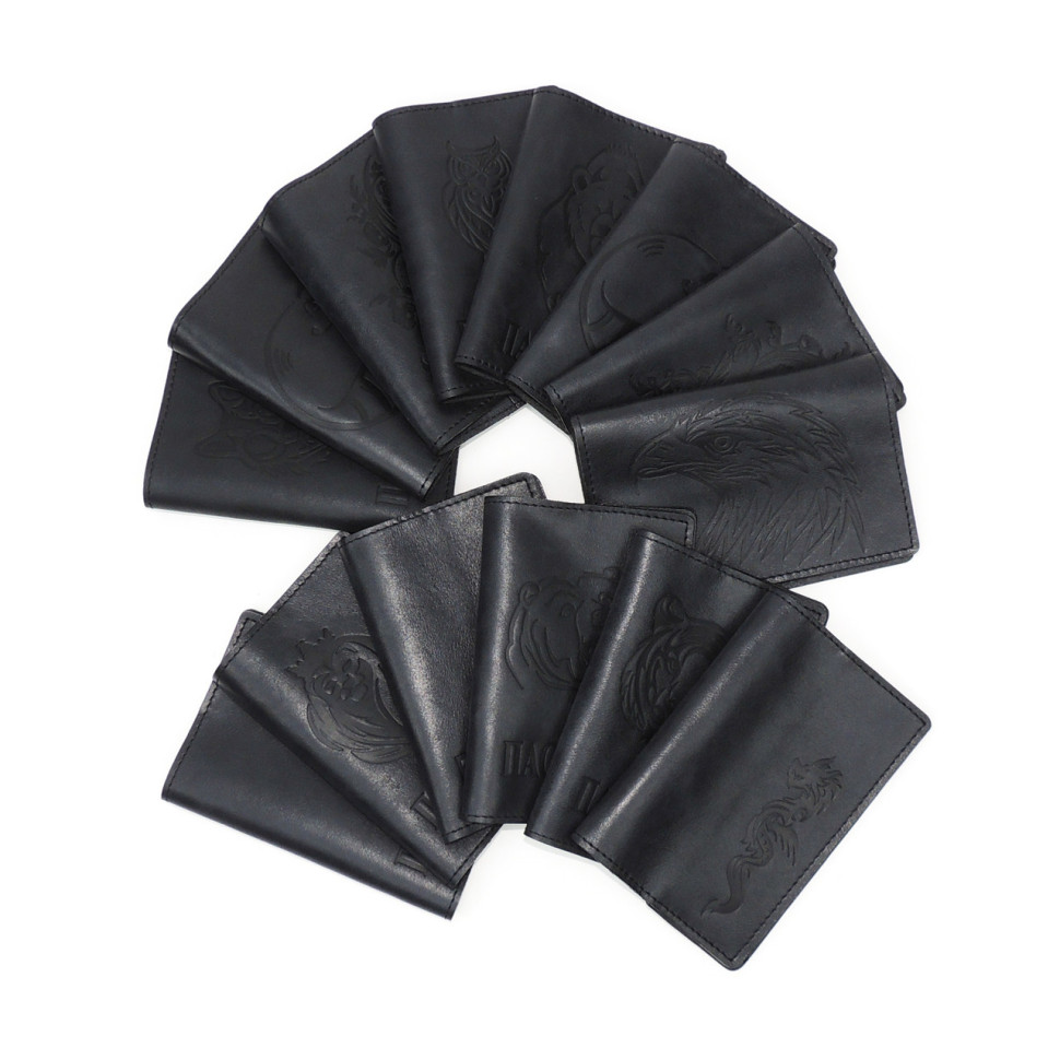 Обложка для паспорта кожаная Черный, Медведь злой Обложка для паспорта кожаная Черный, Медведь злой