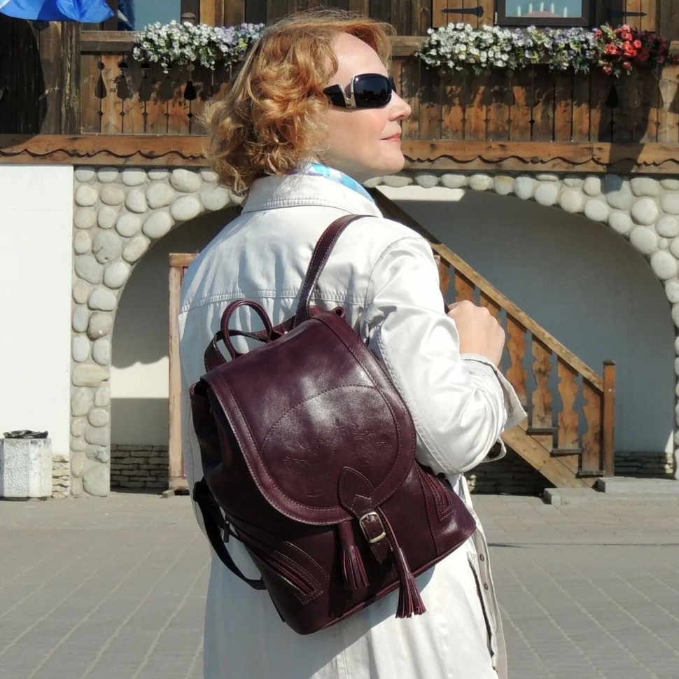 Рюкзак женский Natalia Kalinovskaya, "Климин" бордо гладкий
