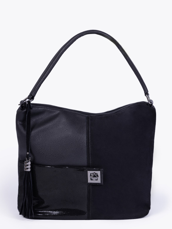 Сумка женская Gilda Tohetti 62455 чёрная лазер/замша