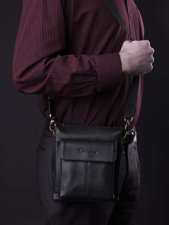 Сумка мужская Baggins 0108 фл.черная Сумка мужская Baggins 0108 фл.черная