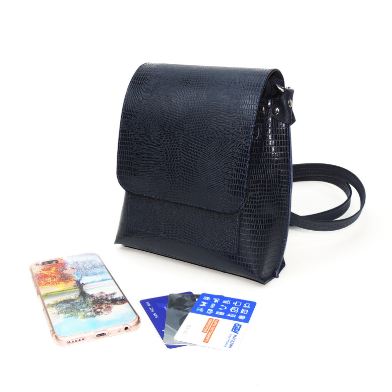 Женская кожаная сумка Natalia Kalinovskaya С86р чёрная рептилия