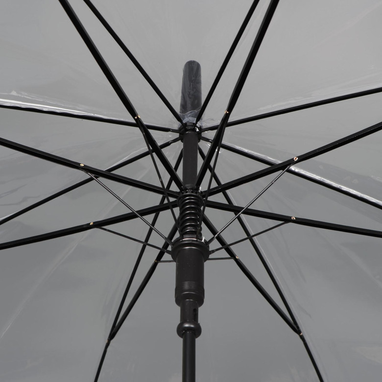 Зонт-трость прозрачный Raindrops 42800, чёрный кант, полуавтомат