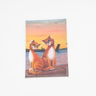 Обложка для проездного Grand, 02-048-221 "Два кота рыжих на фоне Дворцового моста"