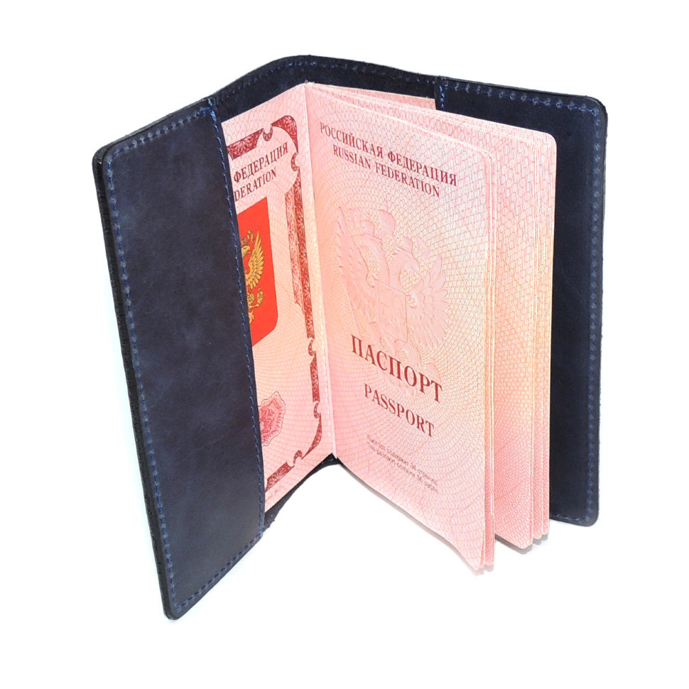 Обложка для паспорта кожаная Синий, Тигр Обложка для паспорта кожаная Синий, Тигр