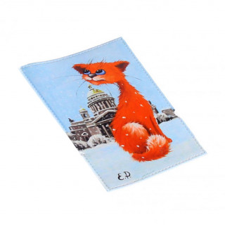 Обложка для проездного Grand, 02-048-121 "Кот рыжий на фоне Исаакия зимой"