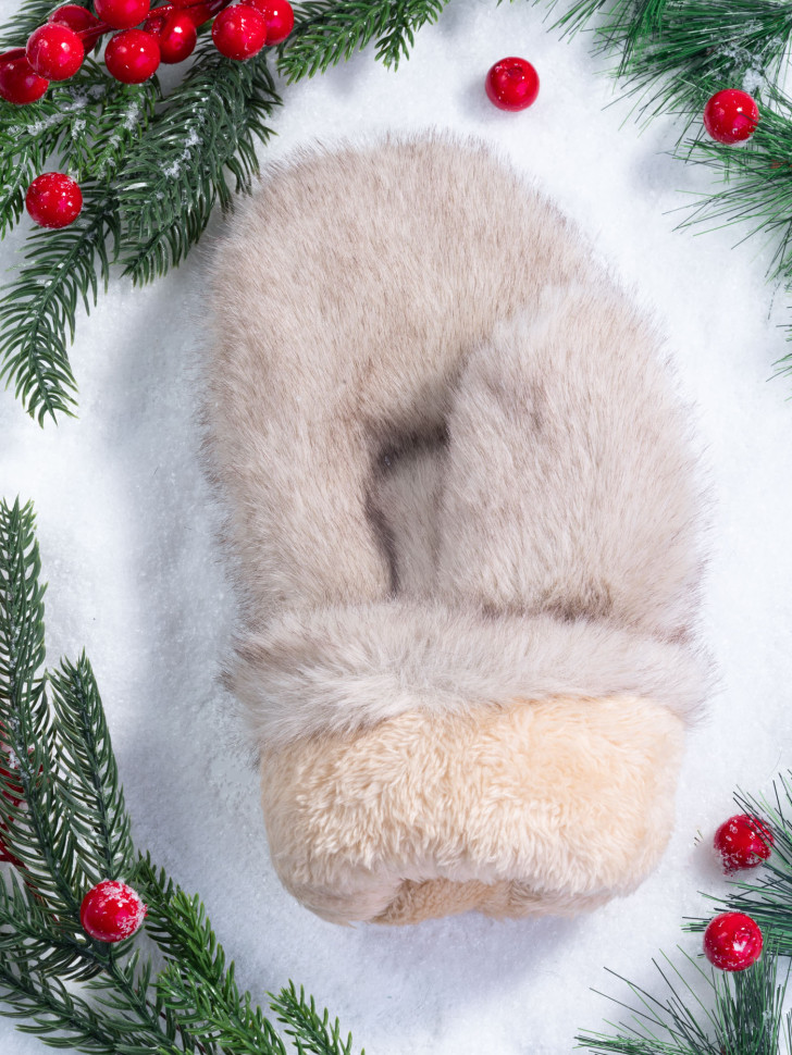 Варежки женские Baggins иск.мех бежевые