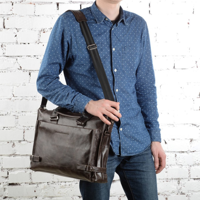 Портфель мужской кожа Maxsimo Tarnavsky 1015 чёрный пулл-ап