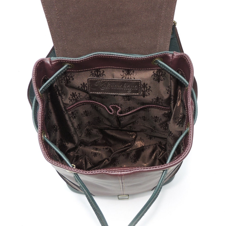 Рюкзак женский Natalia Kalinovskaya, "Дженис" зеленый/бордо