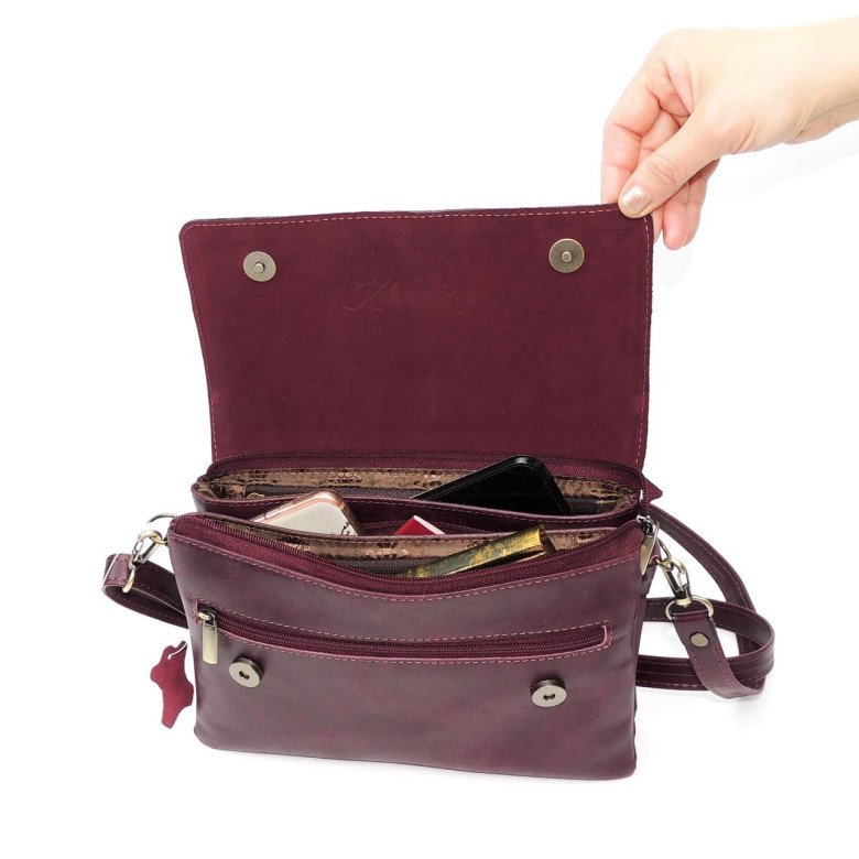 Женская бордовая кожаная сумка Natalia Kalinovskaya «Альда»