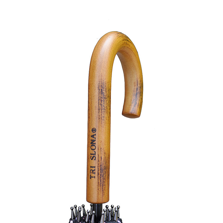 Зонт-трость Три Слона 2110 тёмно-розовый/серый, полуавтомат, 16 спиц