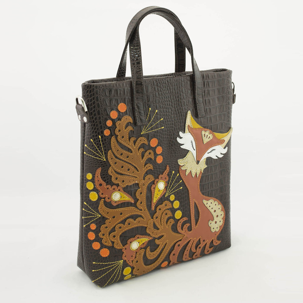 Сумка женская Protege, ДС-220-176 "Лиса №2" тёмно-коричневая рептилия